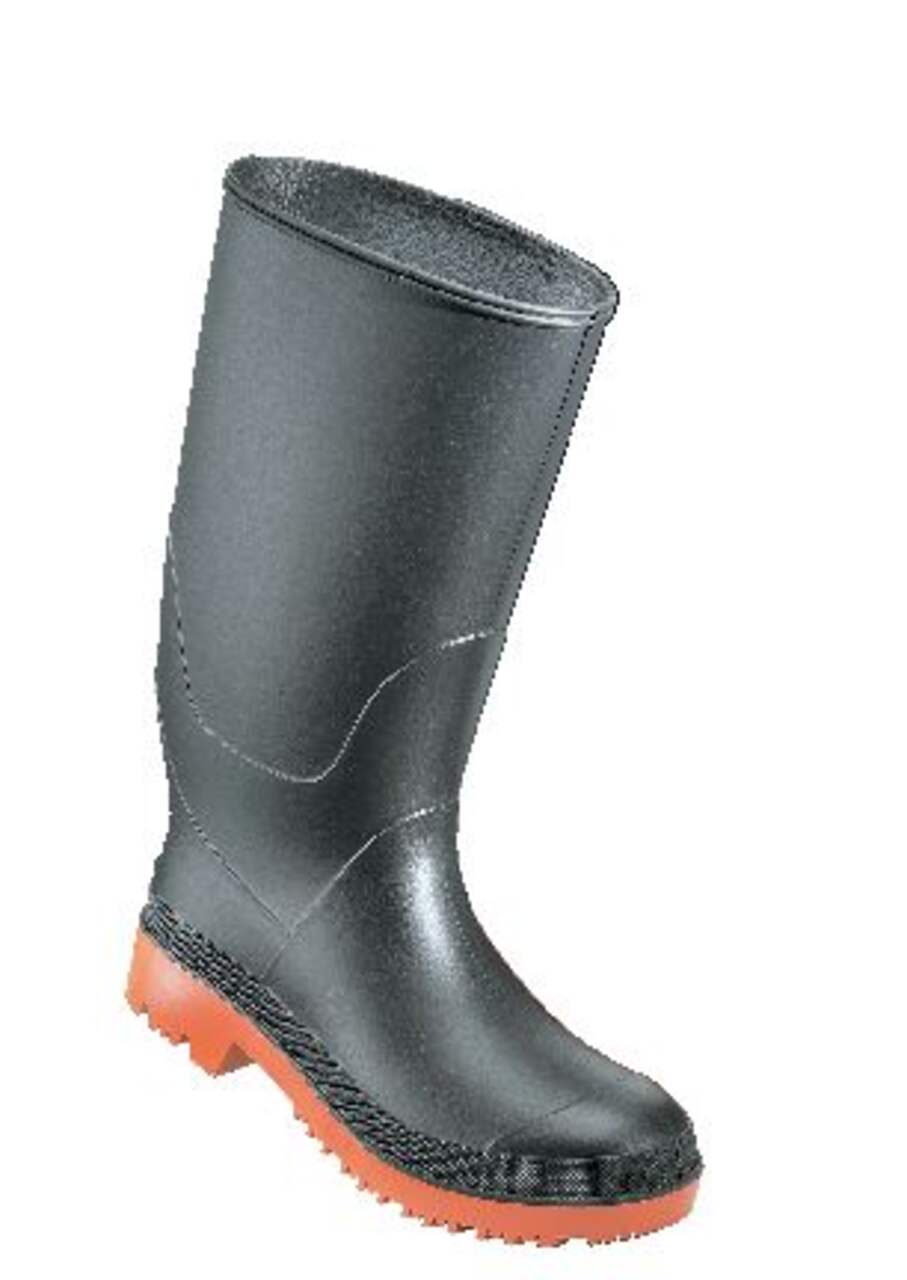 Men's Canadian-made Waterproof Rubber Rain Boots, Black with Red