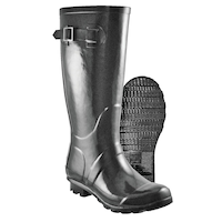 Women's Waterproof Rubber Rain Boots with Strap, Durable Outsole, Black Composite_or_Mixed