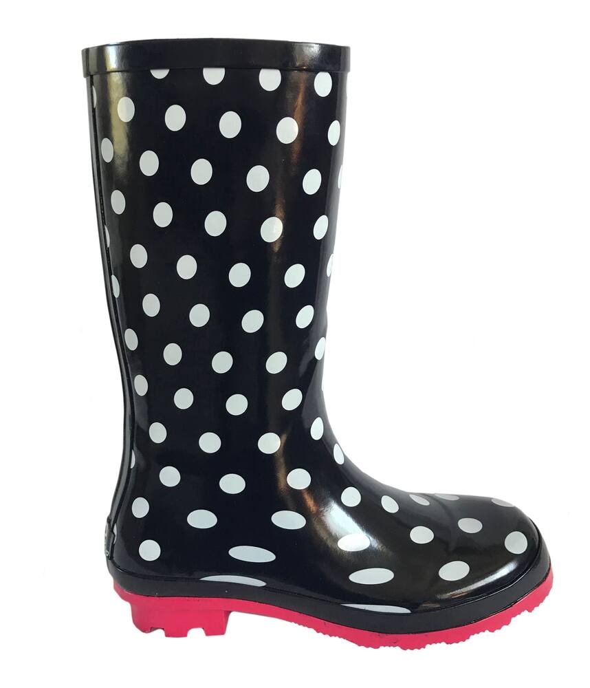 rain boots with polka dots