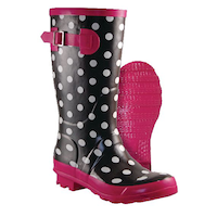 Women's Waterproof Polka Dot Rubber Rain Boots, Durable Outsole, Black with White Dots Composite_or_Mixed