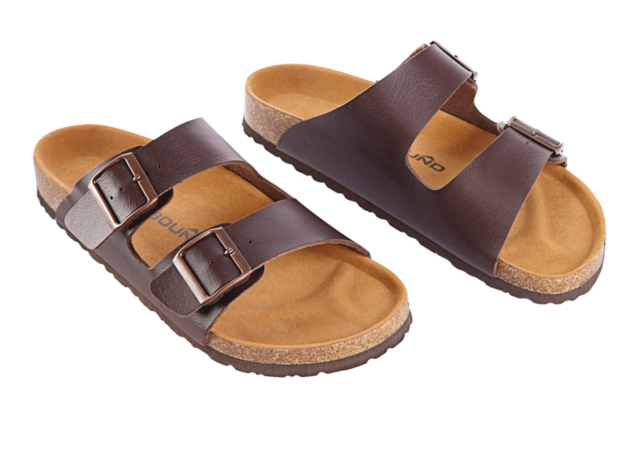 Outbound Men's Brock Suede Sandals with Cushioned Footbed and 2 Adjustable  Straps, Brown
