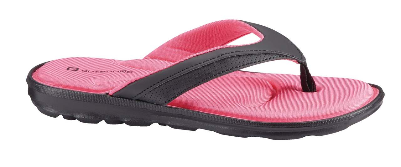 Outbound Women's Memory Foam Comfortable, Lighweight Thong Sandals, Black/Red