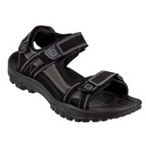 Outbound Men's 3-Strap Sandals, Durable Outsole, Black/Grey Front_Three_Fourths_Angled_Right