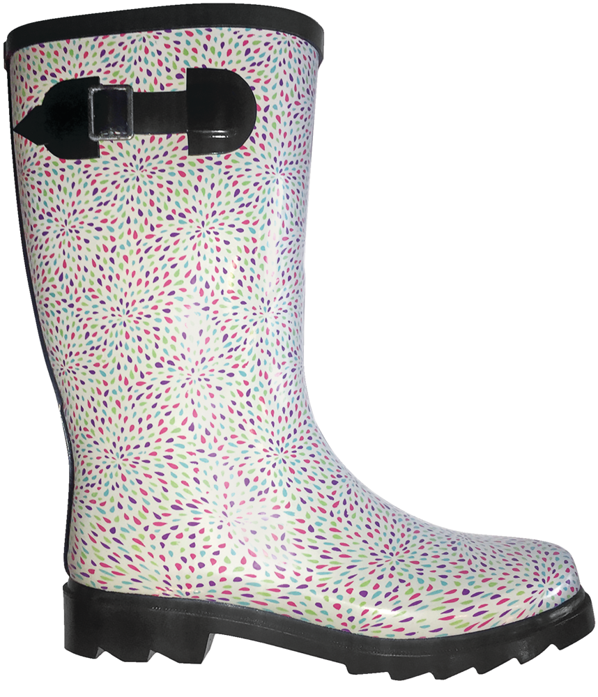 Outbound Women S Waterproof Rain Patterned Rubber Rain Boots Multi   Outbound White Rain Boot W6 61de3fa7 F13f 4029 972c D251999bb684 