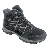 Woods Men’s Mid-Cut Lightweight Waterproof Hiking Boots, Black/Grey Front_Three_Fourths_Angled_Right