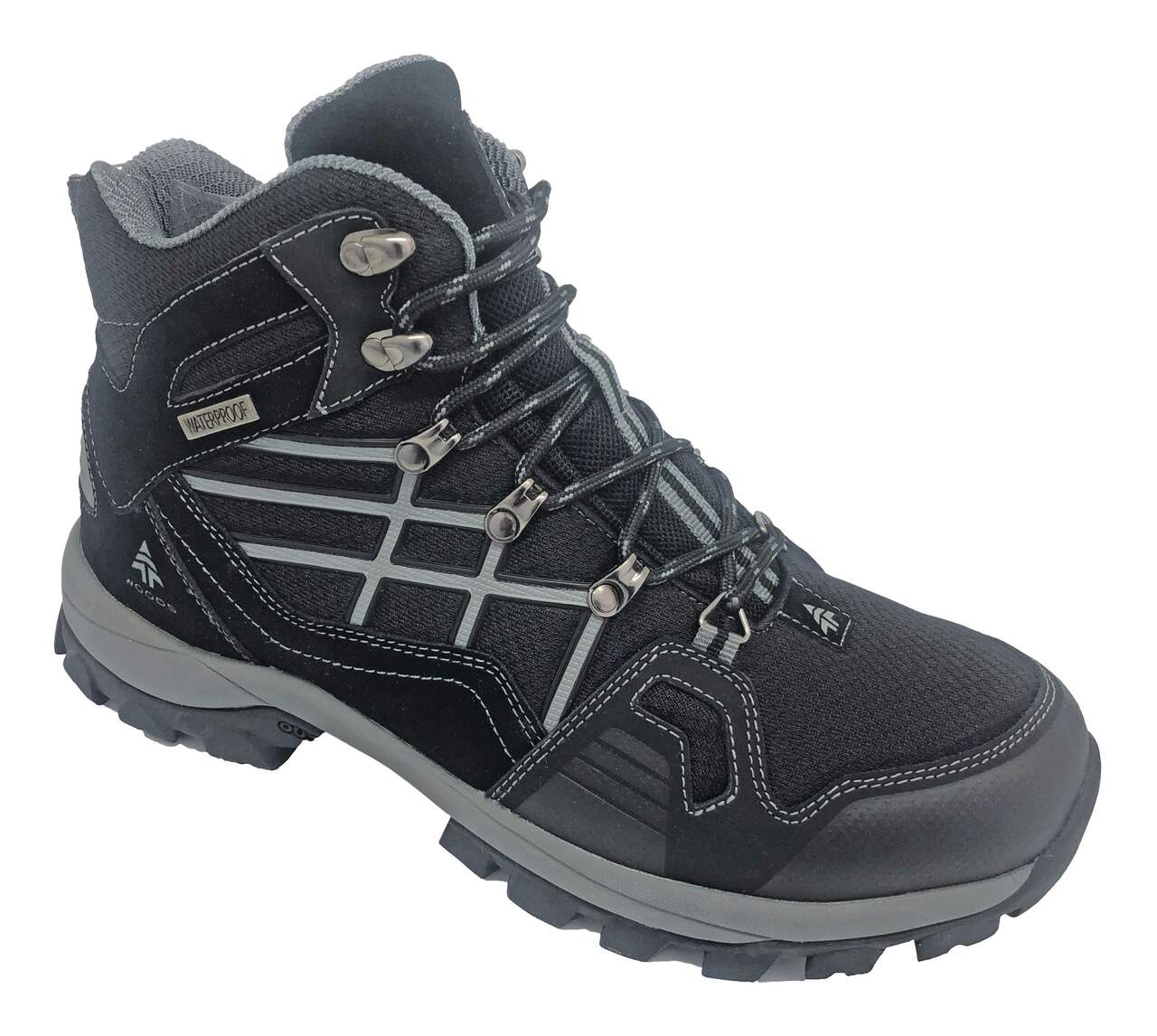 Woods™ Men's Mid-Cut Lightweight Waterproof Hiking Boots, Black/Grey