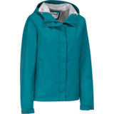 Outbound Women's Rae Water-Resistant Rain Jacket with Adjustable Hood, Blue Front_Angled_Right