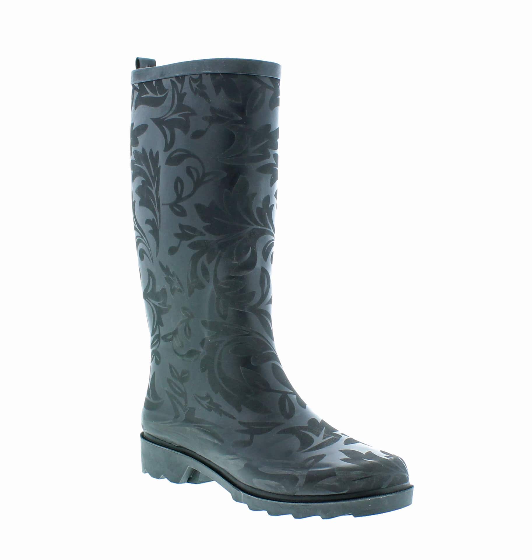 Outbound Women's Flora Waterproof Patterned Rubber Rain Boots, Black