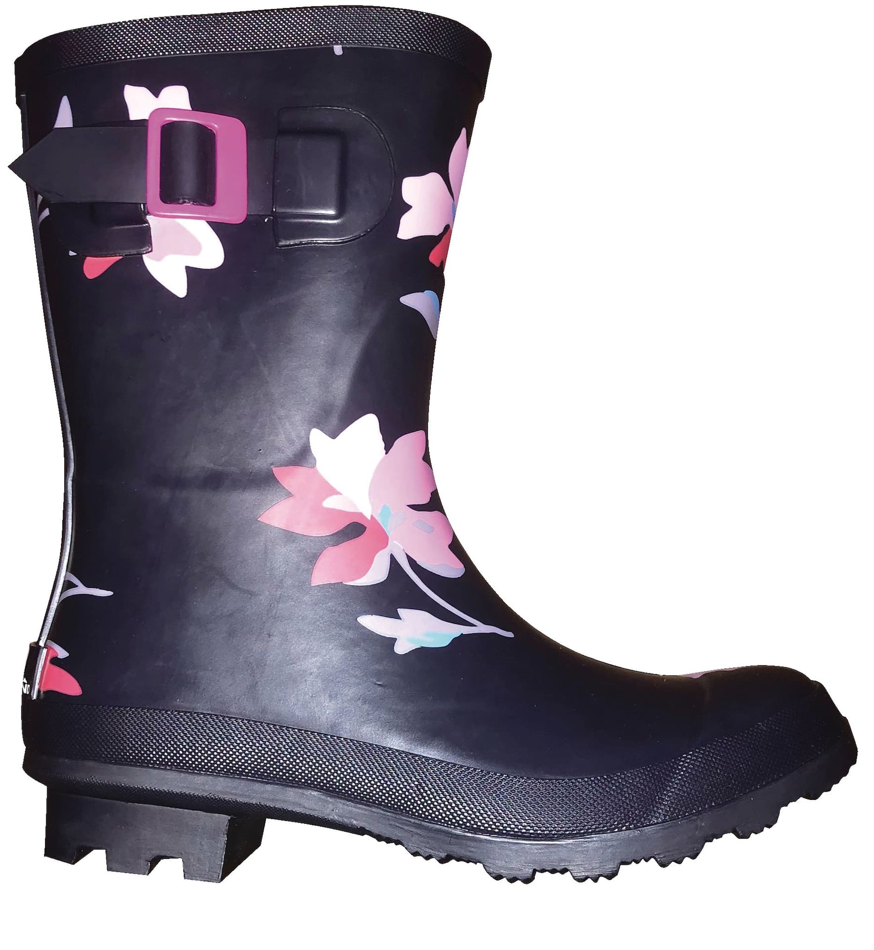 Bottes de pluie imperméables en caoutchouc à motif floral Outbound pour  femmes, noir/rose
