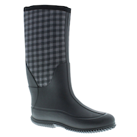 Outbound Women's Isla Waterproof Plaid Rubber Rain Boots, Black/Grey Check