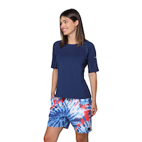 Outbound Women's UPF Stretch Fit Short Sleeve Rashguard, Navy Blue