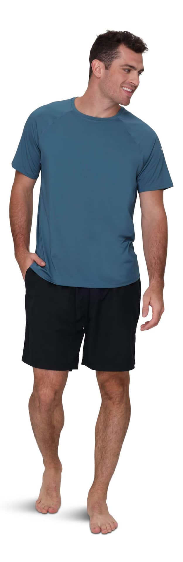 Men Swimwear Rashguard Short Sleeves Swimming Shirts + Boxer
