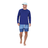 Haut antifrottements Outbound à manches longues, coupe décontractée, protection UV, hommes, bleu Front_Flat