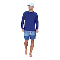 Haut antifrottements Outbound à manches longues, coupe décontractée, protection UV, hommes, bleu Front_Flat