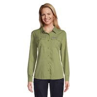 Outbound Women's UPF Long Sleeve Button Down Sun Shirt Front_Flat