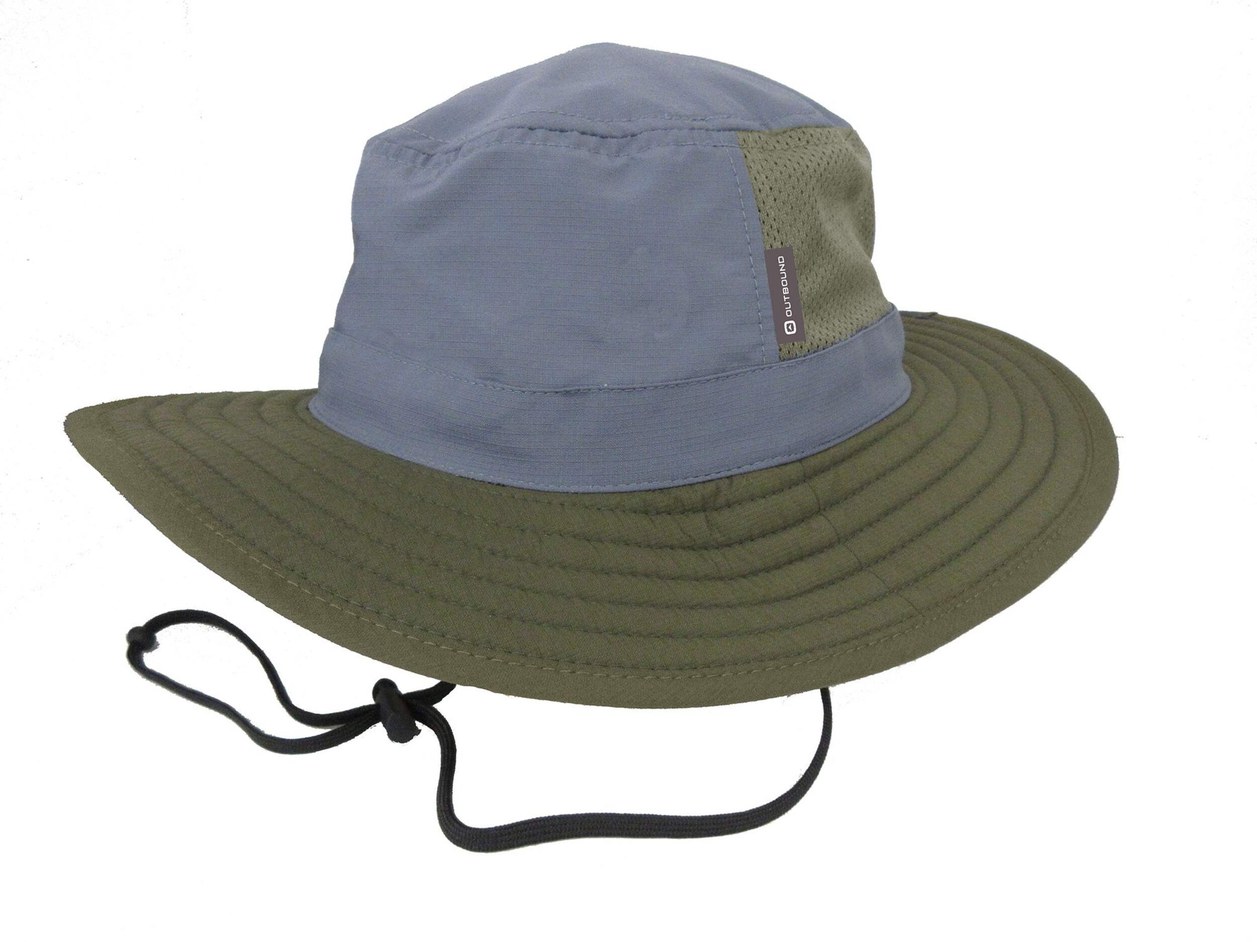 Chapeau de soleil à bord large Outbound avec panneau en filet, olive, taille unique Front_Elevated