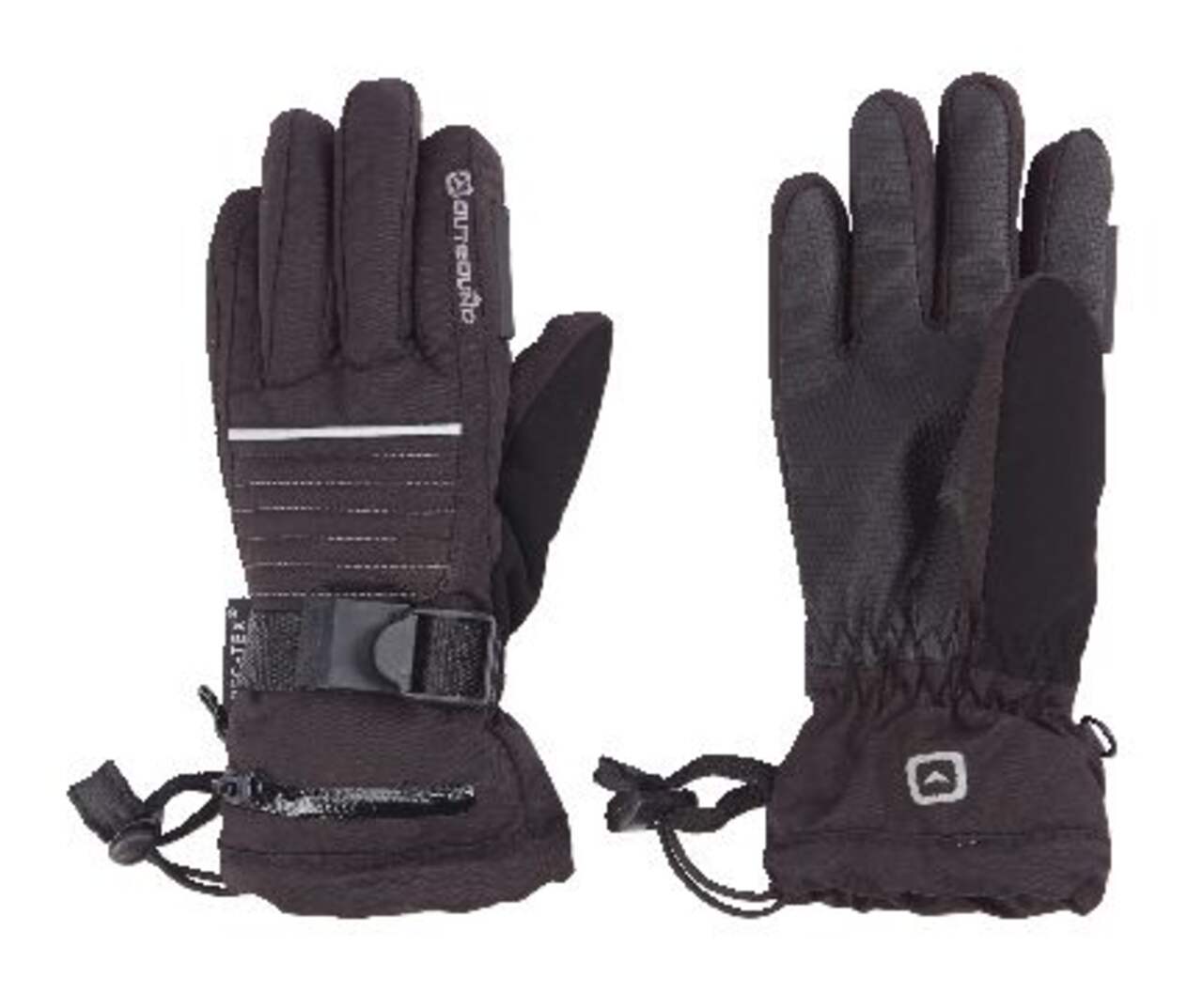 Outbound Youth Thermal Insulated Winter Ski Snowboard Gloves Zip Pocket  Waterproof, Black