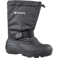 Outbound Boys Geo Insulated Nylon/Rubber Velcro Winter Snow Boots with Felt Liners Front_Angled_Right
