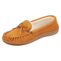 Outbound Women's Fleece Lined Leather House Slippers, Indoor/Outdoor Soles, Tan
