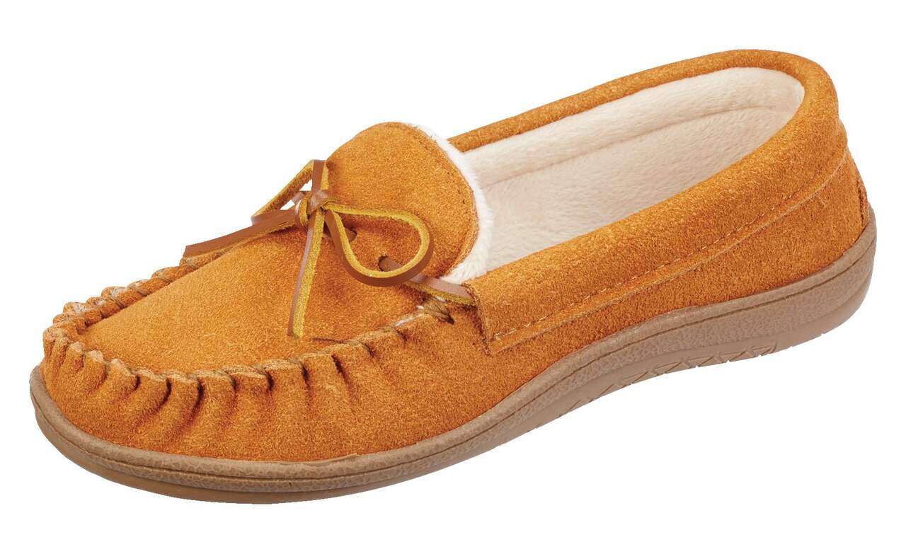 Outbound Women's Fleece Lined Leather Slip-On House Slippers