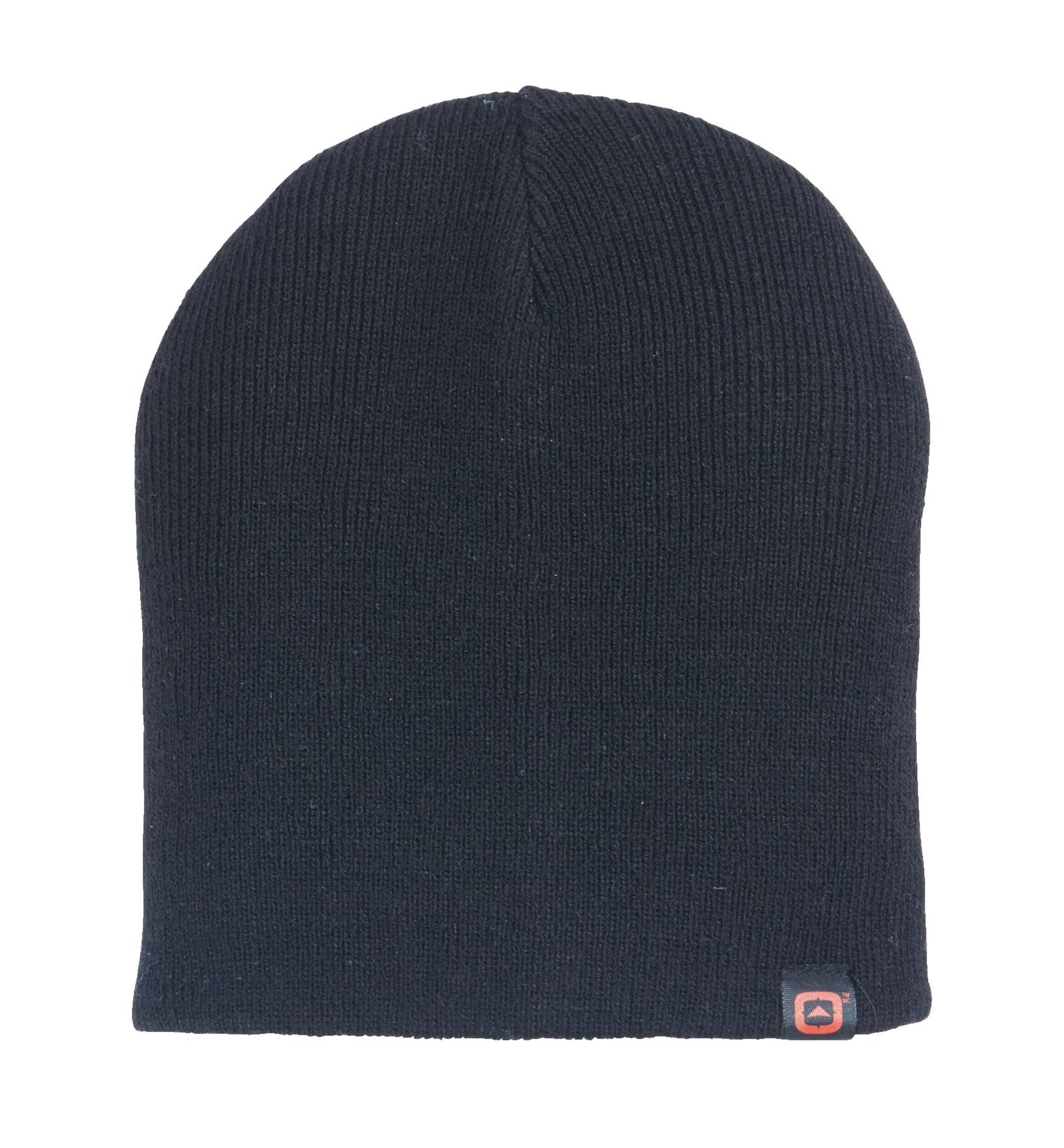 Outbound Thinsulate Double Layer Knit Toque Beanie Hat For Winter Ski/Snow Sports, Black Front_Flat
