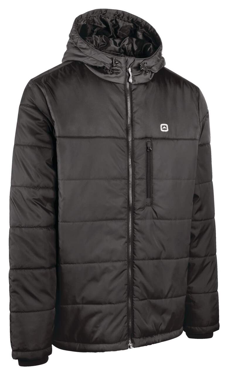 Outbound Men's Lewis Lightweight Hooded Winter Puffer Jacket  Water-Resistant, Black