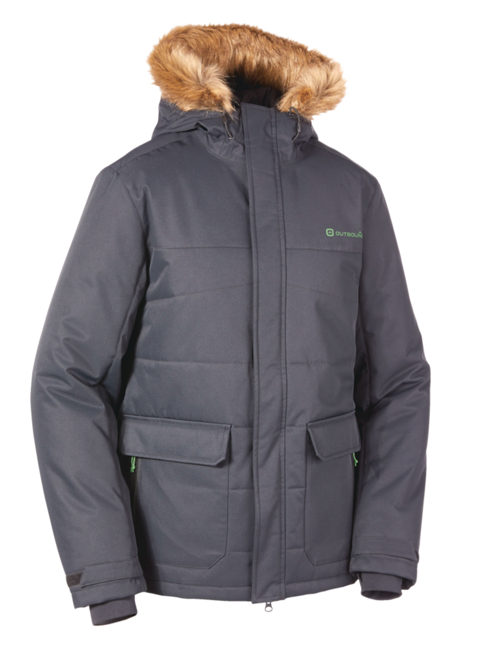 Outbound Men's Holloway Insulated Hooded Winter Parka Jacket  Water-Resistant, Black