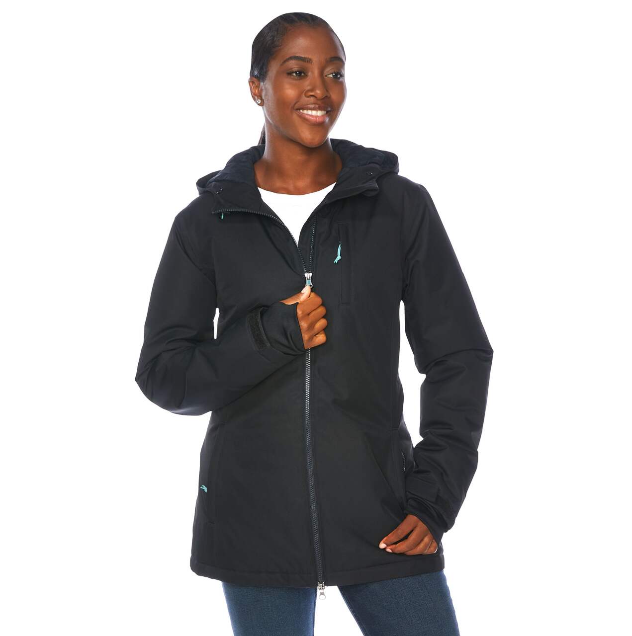 Outbound Women's Laurie Packable Insulated Hooded Winter Puffer Jacket 3/4  Length, Navy