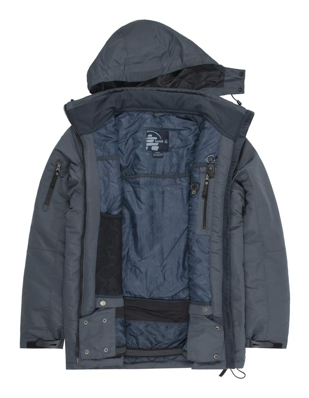 Kamik Men's Kai Waterproof Hooded Winter Ski Snow Jacket Thermal Insulated  Lining, Grey