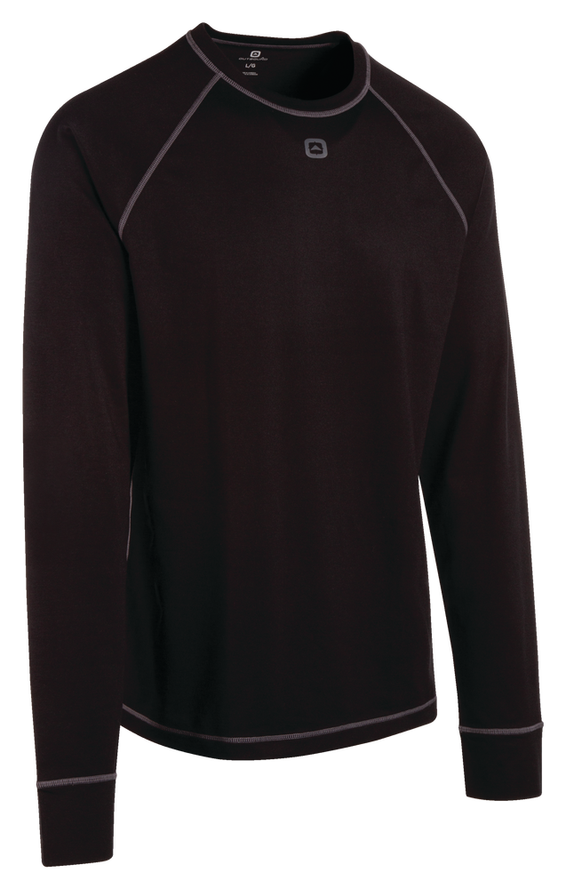 Outbound Men's Thermal Base Layer Crew Neck Long Sleeve Undershirt Top  Stretch Knit, Black