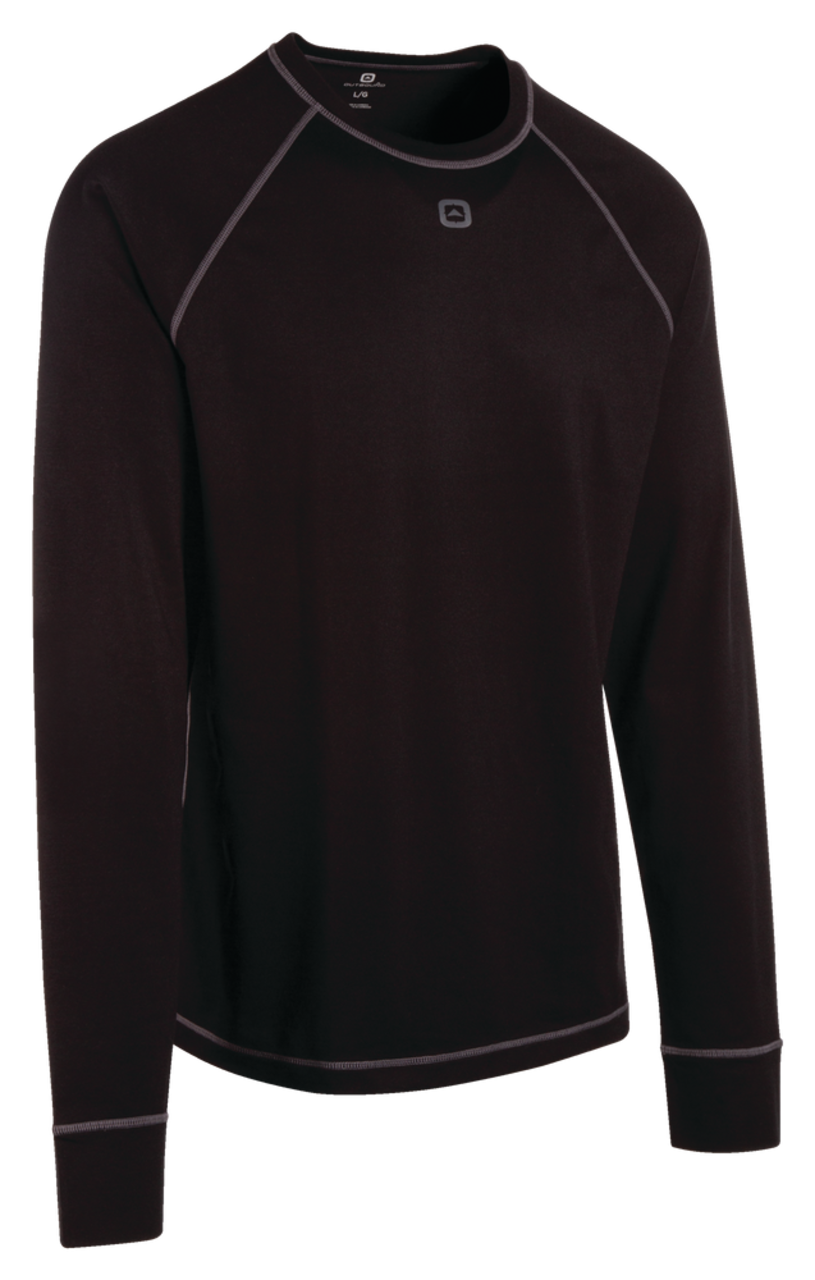 Outbound Men's Thermal Base Layer Crew Neck Long Sleeve Undershirt Top  Stretch Knit, Black