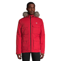 Outbound Men's Holloway Insulated Hooded Winter Parka Jacket, Water-Resistant, Red Front_Flat