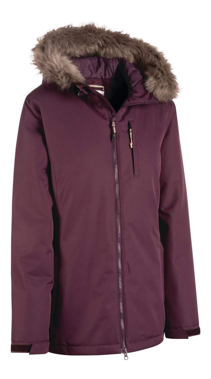 Outbound Women's Ramble Insulated Waterproof Winter Parka Jacket Faux Fur  Trim Hood, Plum