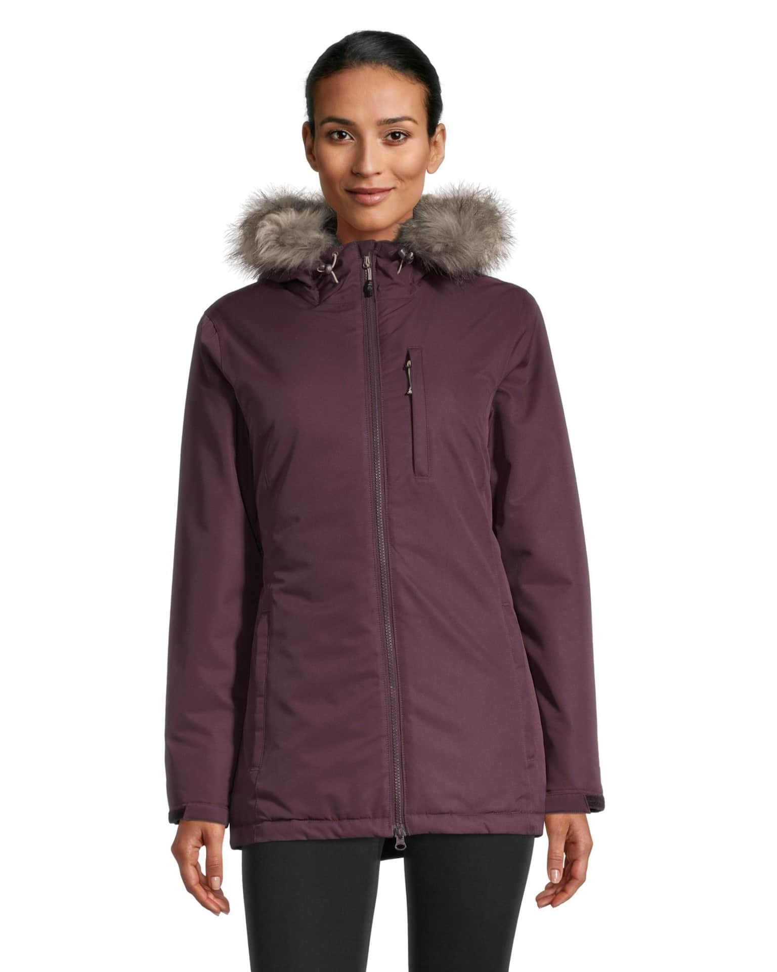 Outbound Women's Ramble Insulated Waterproof Winter Parka Jacket Faux Fur  Trim Hood, Plum