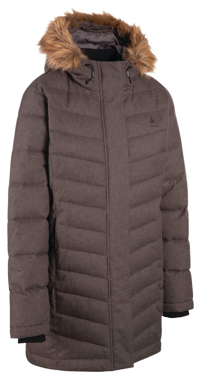 Woods Women's Sylvia Insulated Winter Parka Puffer Jacket Faux Fur Trim  Hood, Dark Grey