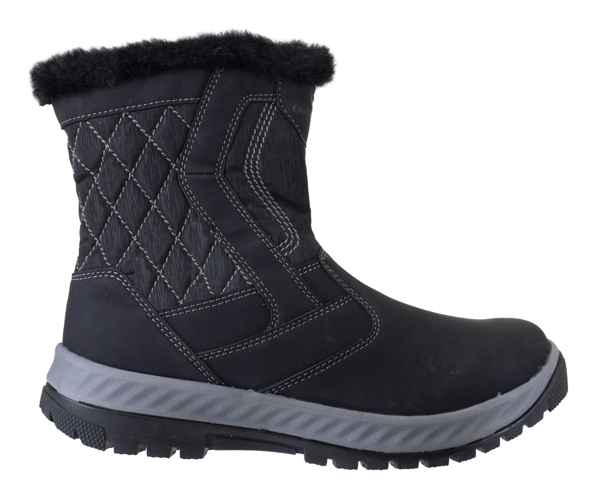 Outbound Women's Laila Insulated Zip-Up PU Leather Winter Snow Boots Faux  Fur Lined, Black