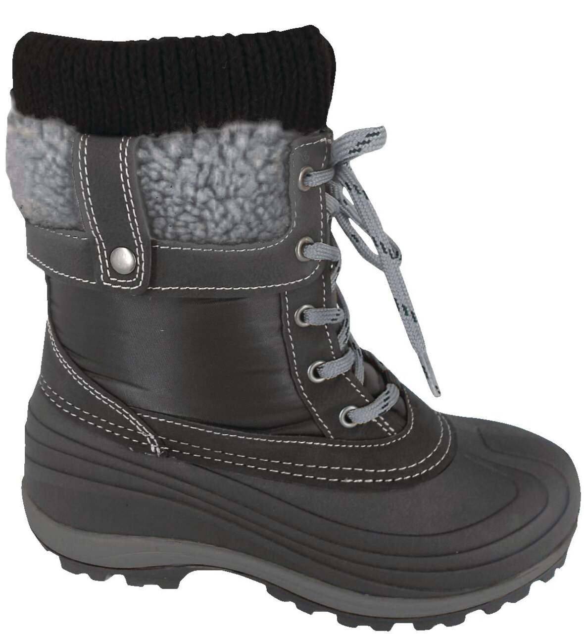 Outbound Women's Muskoka Insulated Water-Resistant Winter Snow Boots Cozy  Knit Cuff, Black