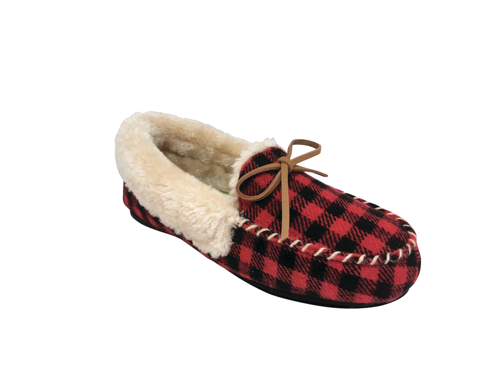 red plaid womens slippers