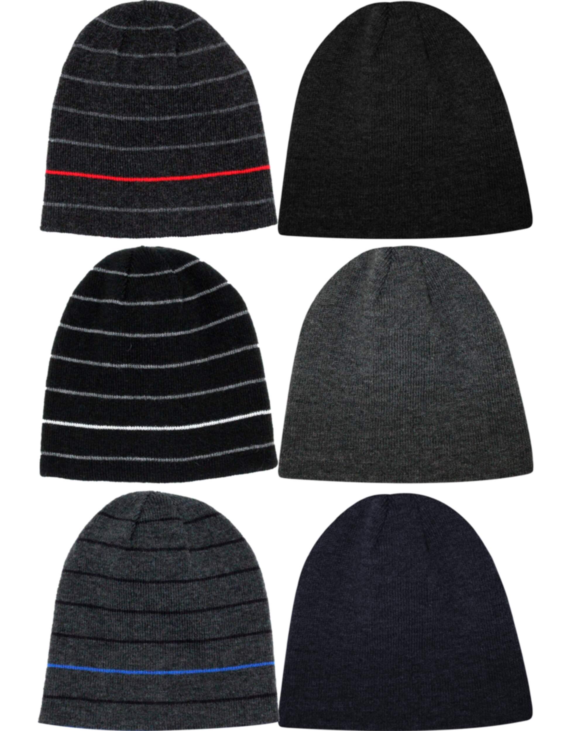 Tuque de ski/sports d'hiver en tricot côtelé chaude Hot Paws pour hommes (paq. 2), variés Front_Flat