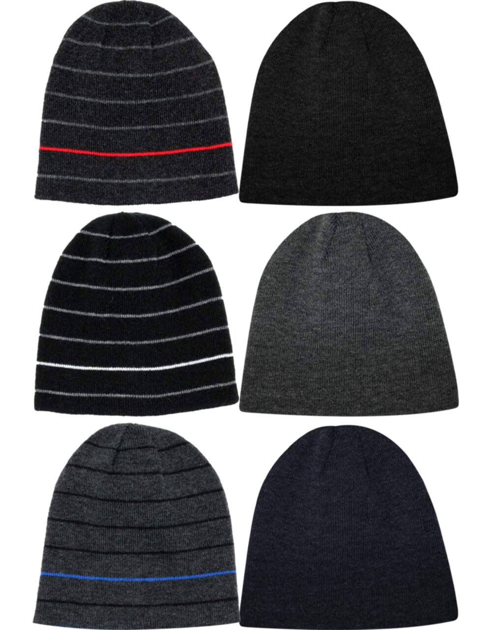 Hot Paws Men's Warm Rib Knit Toque Beanie Hat Winter Ski/Snow Sports  (2-Pack), Assorted