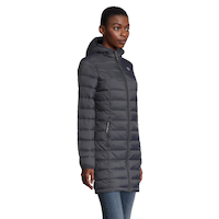 Outbound Women's Willow Packable Puffer Jacket, 3/4 Length, Grey Front_Three_Fourths_Angled_Right