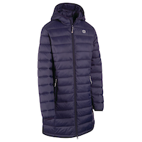 Outbound Women's Laurie Puffer Winter Jacket, 3/4 Length, Packable, Insulated, Hooded, Navy Front_Angled_Right