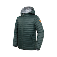 Outbound Men's Stratus Reversible Puffy Jacket, Hooded, Dark Green/Grey Front_Angled_Left