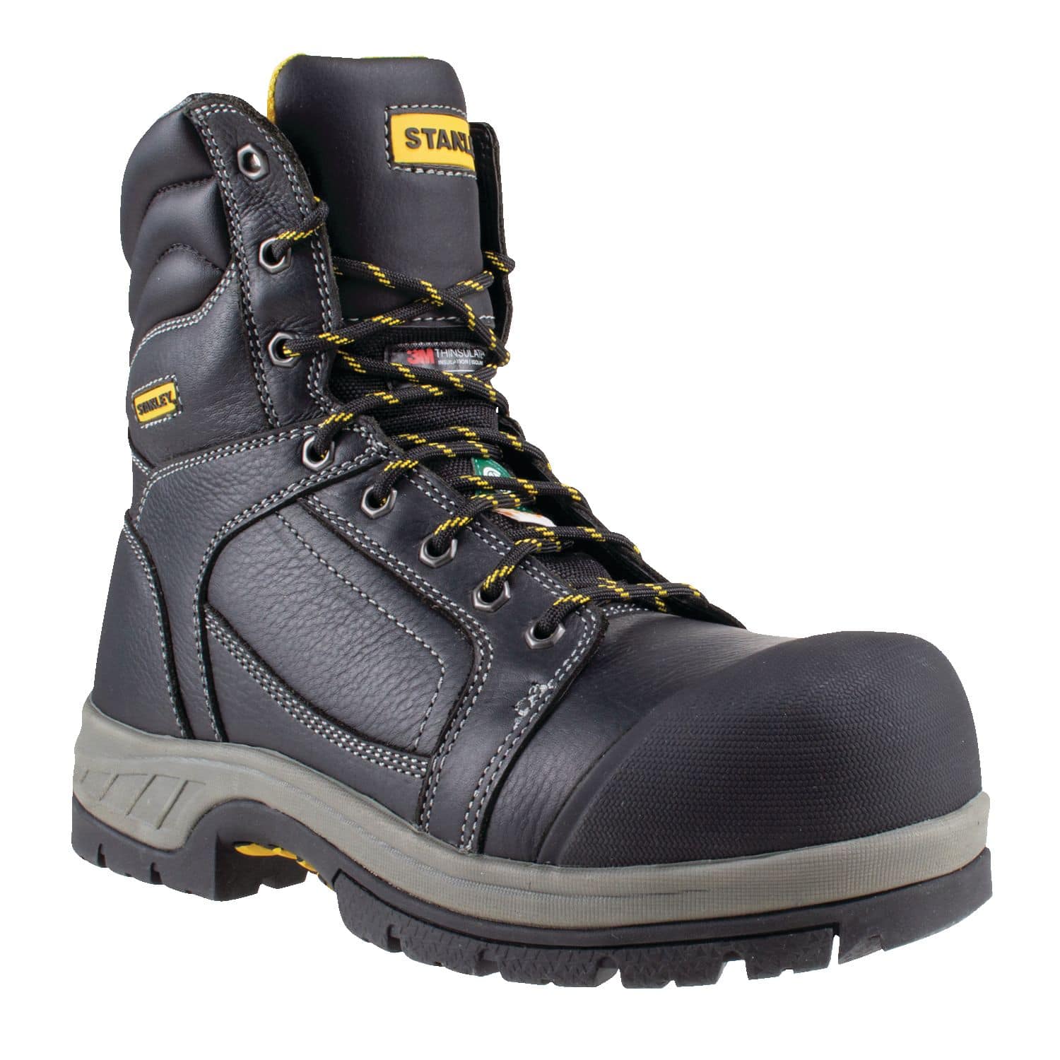 Stanley Men s CSA Steel Toe Leather Work Boots with Toe Heel Bumpers 8 in High Black Canadian Tire