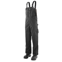 Forcefield Men's Dry Core Industrial Waterproof Rain Bib Overalls, Breathable, Black Front_Three_Fourths_Angled_Left