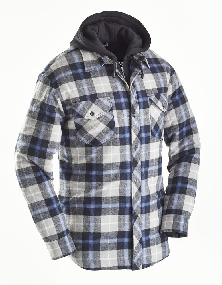 Dakota Men's Plaid Hooded Quilted Flannel Work Shirt, Assorted