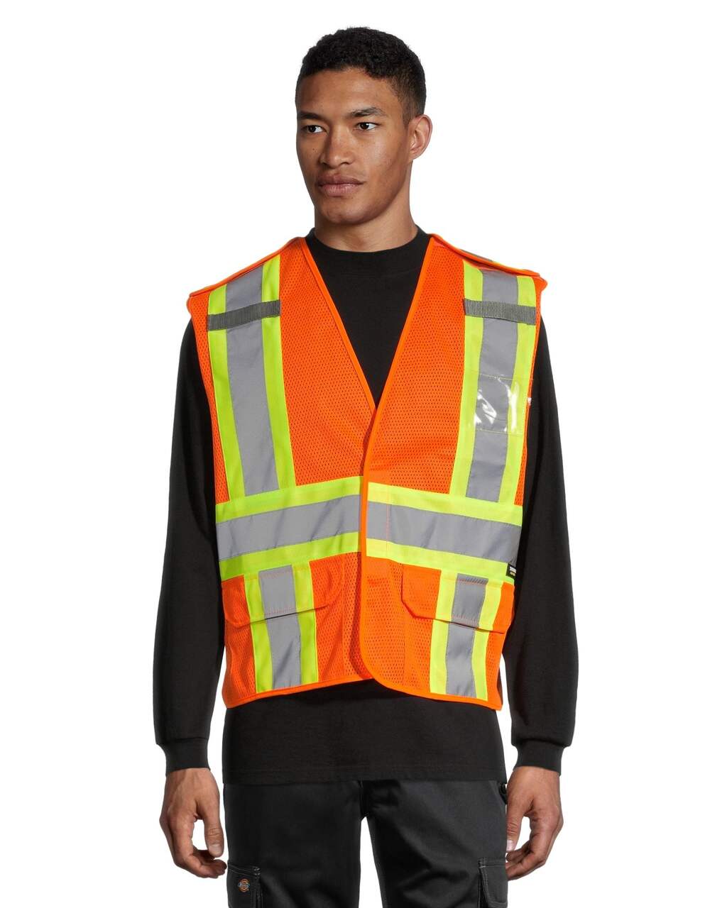 Terra Hi-Vis 5-Point Tear Away Work Vest with Reflective Tape, Front Flap  Pockets, Orange