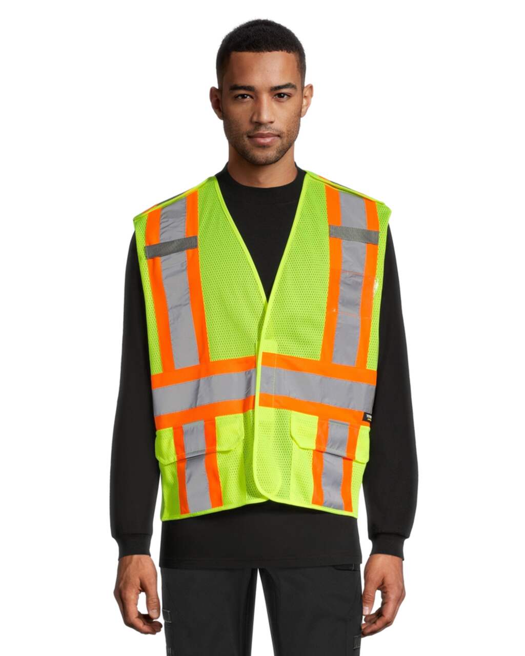 Mesh Vest, High Visibility Yellow, Level 2, Clear Pocket, Dot Striping