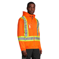 Kangourou de travail en molleton haute visibilité Terra avec fermeture à glissière pleine longueur et ruban réfléchissant, orange Front_Three_Fourths_Angled_Right