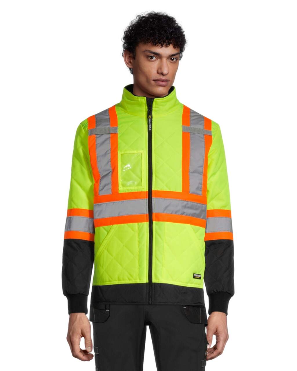 Terra Hi-Vis Lined Work Jacket with Reflective Tape and Stand up Collar for  Warmth, Yellow
